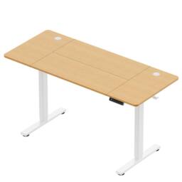 VonHaus Large Home Office Electric Standing Desk with USB-C Charging in Light Brown - thumbnail 9