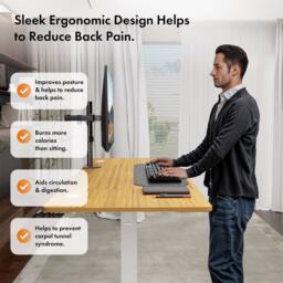 VonHaus Large Home Office Electric Standing Desk with USB-C Charging in Light Brown - thumbnail 3