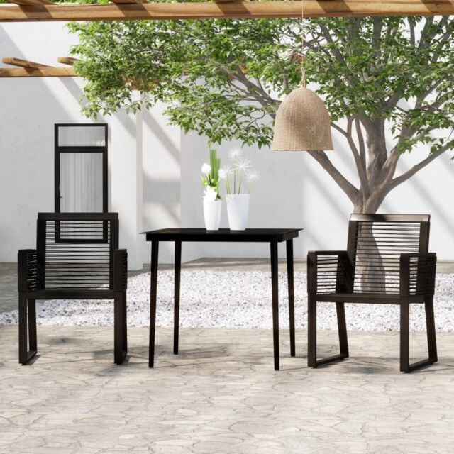 Berkfield Home 3 Piece Garden Dining Set Black - image 1