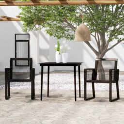 Berkfield Home 3 Piece Garden Dining Set Black - thumbnail 1