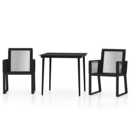 Berkfield Home 3 Piece Garden Dining Set Black - thumbnail 2