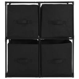 Berkfield Home Storage Cabinet with 4 Fabric Baskets Black 63x30x71 cm Steel - Size: 63 x 30 x 71 cm