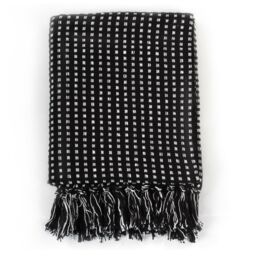 Berkfield Home Throw Cotton Squares 220x250 cm Black - thumbnail 2