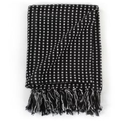 Berkfield Home Throw Cotton Squares 220x250 cm Black - thumbnail 3