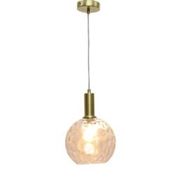 First Choice Lighting Set of 2 Barnum - Clear Dimple Glass Globe Satin Brass Deco Pendants - thumbnail 3