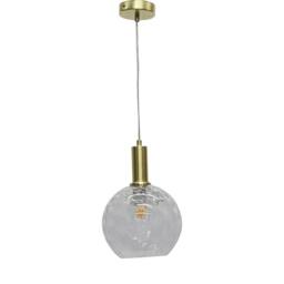 First Choice Lighting Set of 2 Barnum - Clear Dimple Glass Globe Satin Brass Deco Pendants - thumbnail 2
