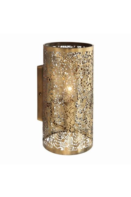 Netlighting Secret Garden Floral Leaves Design Wall Light Antique Brass E14 in Gold - image 1