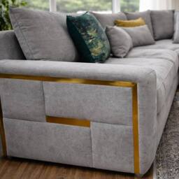 Furnishings For Less UK Juno L Shaped Large 5 Seater Corner Modern Fabric Sofa Grey - thumbnail 4