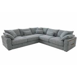 Furnishings For Less UK Juno L Shaped Large 5 Seater Corner Modern Fabric Sofa Grey - thumbnail 2