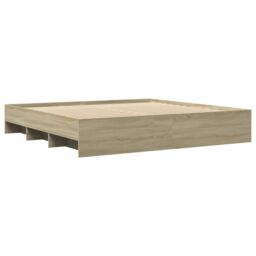 Berkfield Home Bed Frame without Mattress Sonoma Oak 180x200 cm Super King Engineered Wood in Brown - thumbnail 4