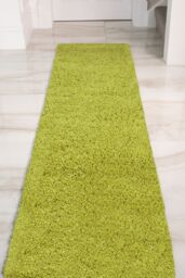 Kukoon Light Green Soft Plush Pile Fluffy Shaggy Living Room Area Rug Runner - Size: 60 cm x 230 cm - thumbnail 6