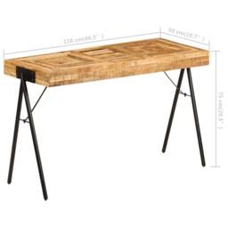 Berkfield Home Decorative Writing Table Solid Mango Wood 118x50x75 cm in Brown - Size: 118 x 50 x 75 cm - thumbnail 8
