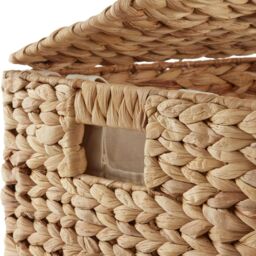 Gr8 Home X Large Water Hyacinth Double Laundry Hamper Bin Clothes Washing Basket With Lid in Natural - Size: XL - thumbnail 4