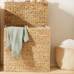 Gr8 Home X Large Water Hyacinth Double Laundry Hamper Bin Clothes Washing Basket With Lid in Natural - Size: XL - thumbnail 6