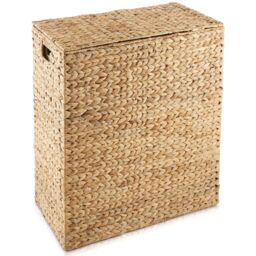 Gr8 Home X Large Water Hyacinth Double Laundry Hamper Bin Clothes Washing Basket With Lid in Natural - Size: XL - thumbnail 2