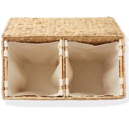 Gr8 Home X Large Water Hyacinth Double Laundry Hamper Bin Clothes Washing Basket With Lid in Natural - Size: XL - thumbnail 3