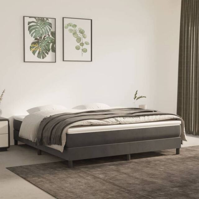Berkfield Home Box Spring Bed Frame Dark Grey 180x200 cm Super King Velvet - image 1