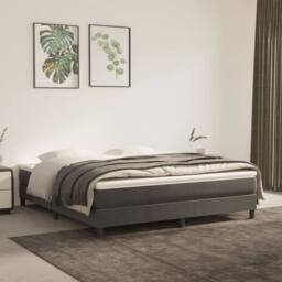 Berkfield Home Box Spring Bed Frame Dark Grey 180x200 cm Super King Velvet - thumbnail 1