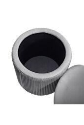 Living and Home Grey Maegan Velvet Round Storage Footstool - thumbnail 5