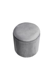 Living and Home Grey Maegan Velvet Round Storage Footstool - thumbnail 4