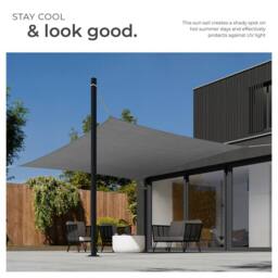 tectake Shade Sail - Rectangular With Uv Protection 50+, Water-Repellent, Grey - Size: 2XL - thumbnail 4