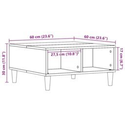 Berkfield Home Coffee Table Artisan Oak 60x60x30 cm Engineered Wood in Brown - Size: 60 x 60 x 30 cm - thumbnail 9