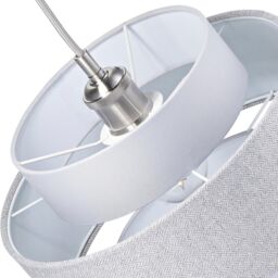 Happy Homewares Modern Herringbone Linen & Cotton Triple Tier Design Pendant Shade in Grey - thumbnail 5