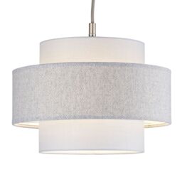 Happy Homewares Modern Herringbone Linen & Cotton Triple Tier Design Pendant Shade in Grey - thumbnail 2