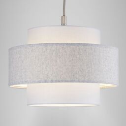 Happy Homewares Modern Herringbone Linen & Cotton Triple Tier Design Pendant Shade in Grey - thumbnail 8