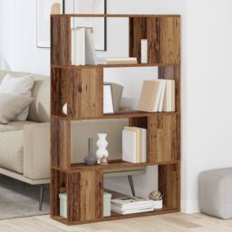 Berkfield Home Bookshelf Old wood Engineered wood 80 x 24 x 124 cm Shelving in Brown - thumbnail 4
