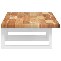 Berkfield Home Basin Shelf Wall Mounted Steel & Solid Wood Acacia in Brown - thumbnail 5