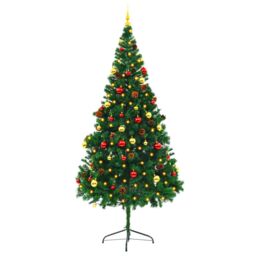Berkfield Home Artificial Pre-lit Christmas Tree with Baubles Green 210 cm - thumbnail 3