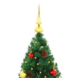 Berkfield Home Artificial Pre-lit Christmas Tree with Baubles Green 210 cm - thumbnail 5