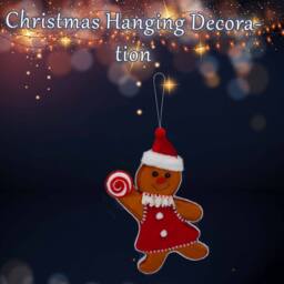 VFM e-Store Christmas Ginger Bread Woman Hanging Decoration 31cm x 20cm Red X 1 - Size: 31 cm x 20 cm - thumbnail 3