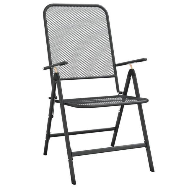 Berkfield Home Modern Folding Garden Chairs 4 pcs Expanded Metal Mesh Anthracite in Black - image 1