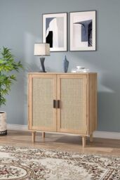 H&O Direct Rattan Sideboard with Double Doors in Brown - thumbnail 1