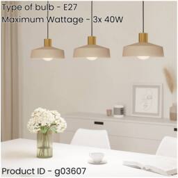 Loops Stylish Sandy Brushed Brass Triple Pendant Light for Indoor Ceilings - thumbnail 2