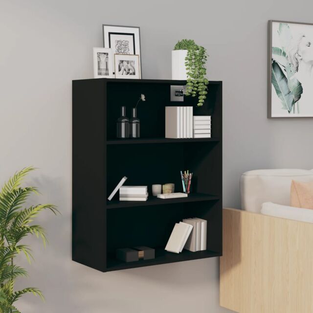 Berkfield Home Hanging Wall Cabinet Black 69.5x32.5x90 cm - image 1