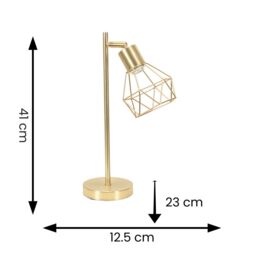 ValueLights Angus Metal Adjustable Geometric Basket Shade Table Lamp in Gold - thumbnail 6