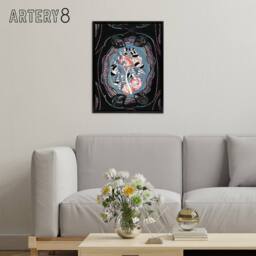 "Artery8 Floral Motif Benedictus Vintage Black Framed Canvas Wall Art - Size: W12"" x H16""" - thumbnail 3
