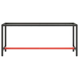 Berkfield Home Work Bench Frame Matte Black & Matte Red 190x50x79 cm Metal - Size: 190 x 50 x 79 cm - thumbnail 3