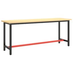 Berkfield Home Work Bench Frame Matte Black & Matte Red 190x50x79 cm Metal - Size: 190 x 50 x 79 cm - thumbnail 2