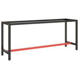 Berkfield Home Work Bench Frame Matte Black & Matte Red 190x50x79 cm Metal - Size: 190 x 50 x 79 cm