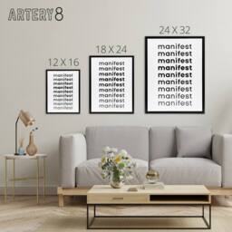 "Artery8 Manifest Manifest Manifest Black White Modern Framed Canvas Art Print - Size: W12"" x H16""" - thumbnail 4