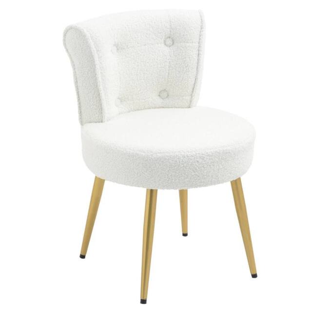 FORGEVIO Dressing Table Stool Bedroom Makeup Seat Vanity Chair Side Stool in White - image 1