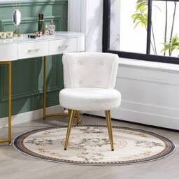 FORGEVIO Dressing Table Stool Bedroom Makeup Seat Vanity Chair Side Stool in White - thumbnail 5