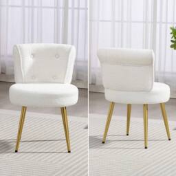FORGEVIO Dressing Table Stool Bedroom Makeup Seat Vanity Chair Side Stool in White - thumbnail 4