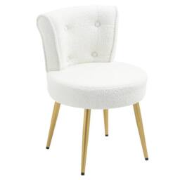 FORGEVIO Dressing Table Stool Bedroom Makeup Seat Vanity Chair Side Stool in White - thumbnail 1