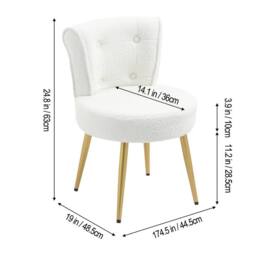 FORGEVIO Dressing Table Stool Bedroom Makeup Seat Vanity Chair Side Stool in White - thumbnail 2