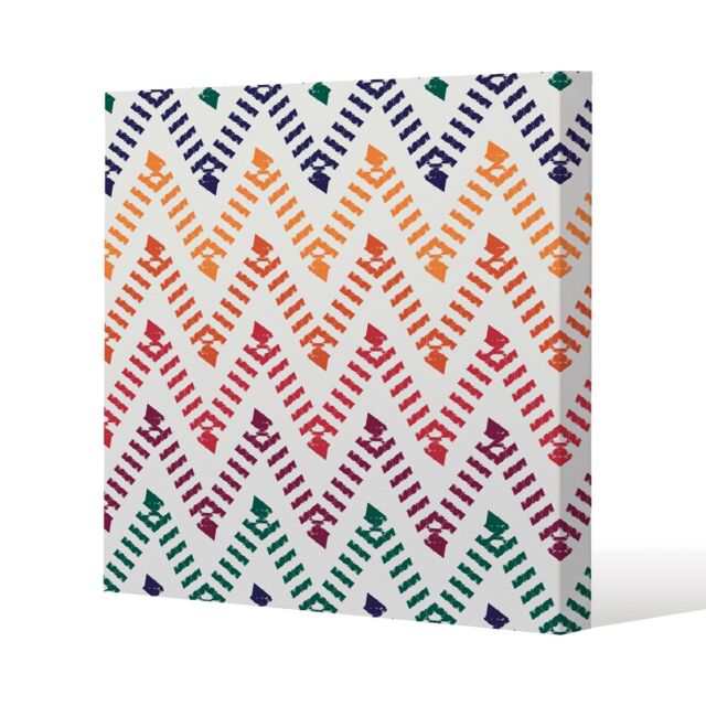 Benjamin Tate Design Freehand horizontal zigzag & chevron stripes (Canvas Print) / 77 x 77 x 4cm in Natural - Size: 77 x 77 x 4 cm - image 1